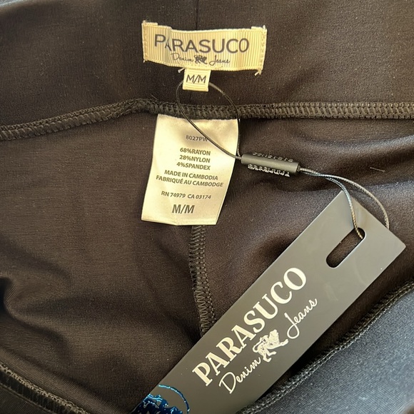 PARASUCO Ladies Med Black Pull on Pants with leather faux pockets NEW with Tag - Picture 5 of 5